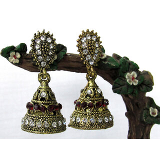 Zakaas White and Maroon stone earring Zakaas White and Maroon stone earring