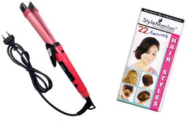 Style Maniac Professional Hair straightener Cum Curler SM-NHC-1818  With an attractive freebie hairstyle booklet