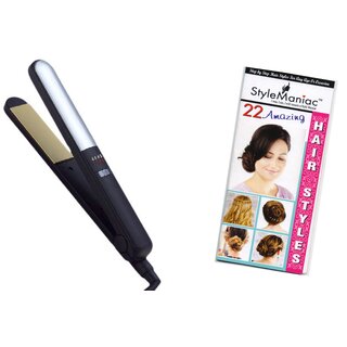 Style Maniac Ceramic Hair straightener With Variable Heat Control SM-NHC-482  With an attractive freebie hairstyle bookl