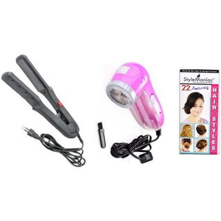 Buy Style Maniac Combo Of Ceramic Hair straightener And Lint Roller With an  attractive freebie hairstyle booklet Online - Get 22% Off