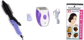 Style Maniac Combo of Hair Curling Rod  16B and Epilator Ak-2001  With an attractive freebie hairstyle booklet