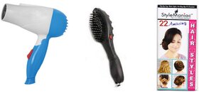 Style Maniac Combo of  Hair Dryer and Magnetic Doctor Massager Brush  With an attractive freebie hairstyle booklet