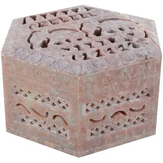 Freshings Gaurara Carved Hexagon Shape Box (F-GB-7)