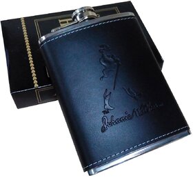 Kudos Stainless Steel And Stitched Leather Hip Flask 7 Oz (200Ml), Johnnie Walker ( pack of 1)