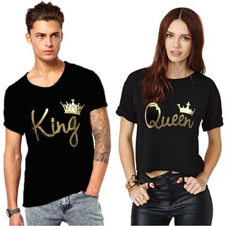 Buy Melcom Black King And Queen Couple Combo Cotton Tees Online - Get ...