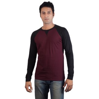                       Vagga round neck T-shirt dual colour maroon  black                                              