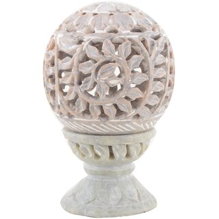                       Freshings Gaurara Carved Round Shaped Candle Tea Light Holder (F-GCTLH-4)                                              