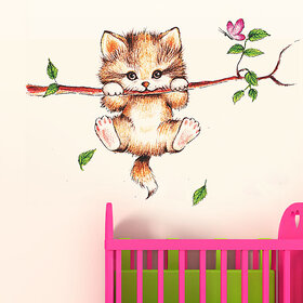 Wall Dreams Cute Kitty Cat Vinyl Wall Stickers (60cmX45cm)