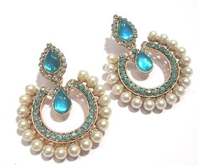 Sky Blue Tilak Polki Earrings