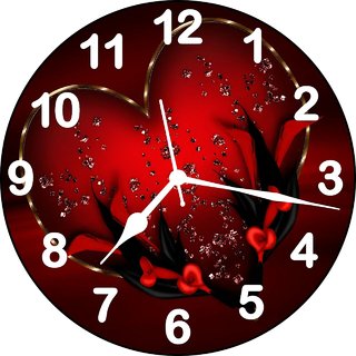3d red heart5 wall clock