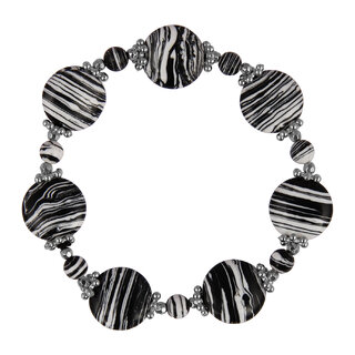 Pearlz Ocean Coin, Round Shaped Mosaic Beads Stretchable Bracelet