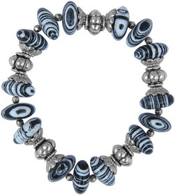 Pearlz Ocean Roundel Shaped Mosaic Beads Stretchable 7.5 Inches Bracelet For Women