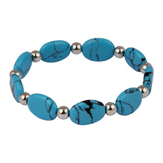 Pearlz Ocean Oval Shaped Mosaic Beads Stretchable 7.5 Inches Bracelet