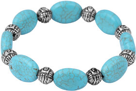 Pearlz Ocean Oval Shaped Mosaic Beads Stretchable 7.5 Inches Bracelet For Girls