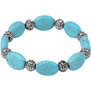 Pearlz Ocean Oval Shaped Mosaic Beads Stretchable 7.5 Inches Bracelet For Girls