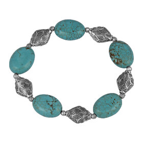 Pearlz Ocean Designer Oval Shaped Mosaic Beads Stretchable 7.5 Inches Bracelet For Women
