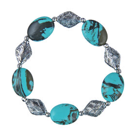 Pearlz Ocean Designer Mosaic Beads Oval Shaped Stretchable Bracelet For Women