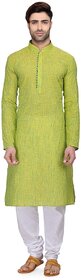 RG Designers Men's Full Sleeve Kurta Pyjama Set AVHandloomLoops-Green