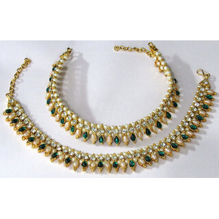                       Green Tilak pearl anklet                                              