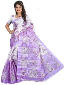 SVB Purple Cotton Printed Saree Without Blouse