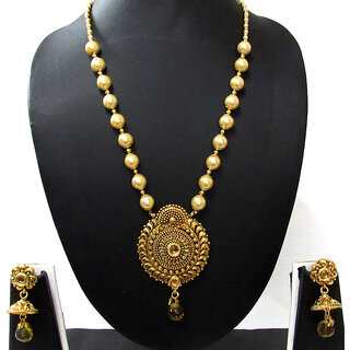                       Yellow Drop Golden pendant Necklace set                                              