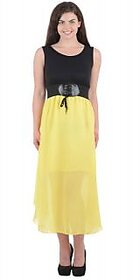 Westchic Black Plain Gown Dress For Women