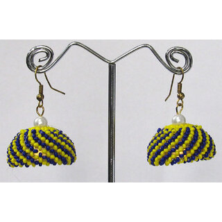 Yellow and Blue Pearl Jhumki Earring Yellow and Blue Pearl Jhumki Earring