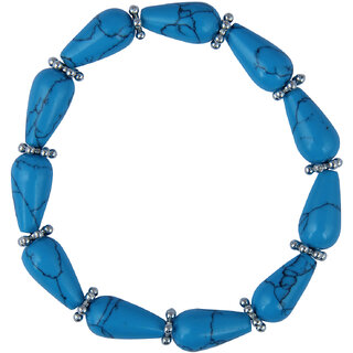 Pearlz Ocean Designer Drop Shaped Mosaic Beads Stretchable 7.5 Inches Bracelet For Girls