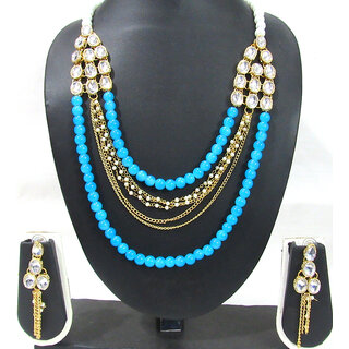 Fancy Sky Blue Pearl Necklace Set