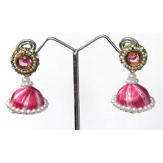 Pink Thread Pearl Small Umbrella Earring Pink Thread Pearl Small Umbrella Earring