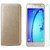 Golden Leather Flip Cover with 25D HD Tempered Glass for Samsung Galaxy J2 2016
