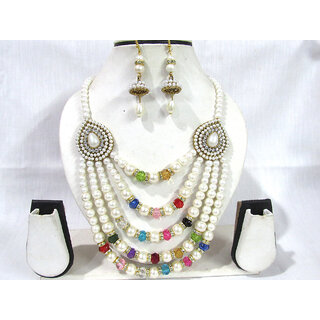                       Multi Colour Beads 5 line nice necklace set                                              