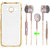 Golden Chrome TPU Soft Back Cover and Scented Rose Gold Earphones with Mic for Samsung Galaxy J7