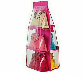 6 Layer Creative Bag wardrobe Hanger Pouch Pocket (Rose Red)