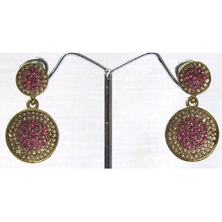                       Pink stone circle earring                                              