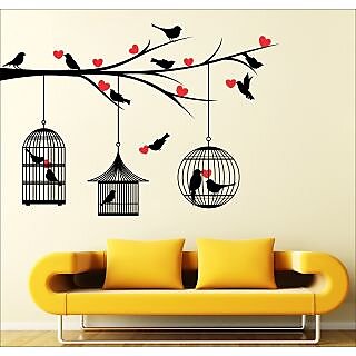EJA Art Love Birds With Hearts Covering Area 125 x 85 Cms Multi Color Sticker