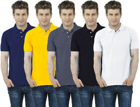 Eetee Blue, Yellow, Grey, Black & White T-Shirt Medium Size Men -Pack Of 5