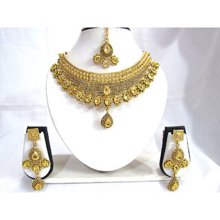 Golden Stone Kundan Wedding Necklace Set