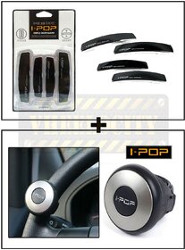 love4ride Combo Of Mini I-Pop Steering Knob & Black I-Pop Door Guard