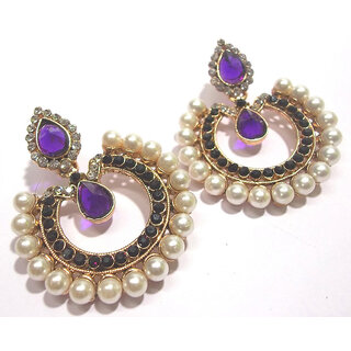 Purple stone Tilak pearl polki earrings Purple stone Tilak pearl polki earrings