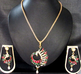 Zakaas peacock pendant necklace set