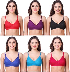 3 BRA  Non Wired Cotton Fabric  Non Padded Womens Full Cup Bra