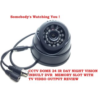                       24 IR Night Vision Dome CCTV Camera (BNC Interface) Inbuilt DVR With Memory Card Slot Recording (32GB SANDISK Memory Card included) - Pack of 1                                              