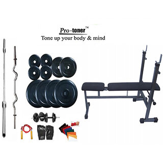 WEIGHT LIFTING HOME GYM 35 KG+INC/DEC/FLAT BENCH+4 RODS(1 ZIG ZAG)+ACCESSORIES