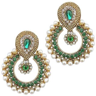 Green stone pearl polki earring Green stone pearl polki earring