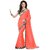 Bhuwal Fashion Peach Georgette Embroidered Saree With Blouse