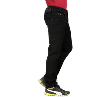 Wert Solid Black Slim Fit Denim Jeans For Men