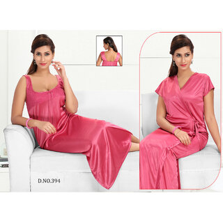 Daily Sleepwear Set 2pc Nighty  Over Coat Hot Bedroom Fun Night Set Gurlz 394 Pink Night Dress Lounge Wear