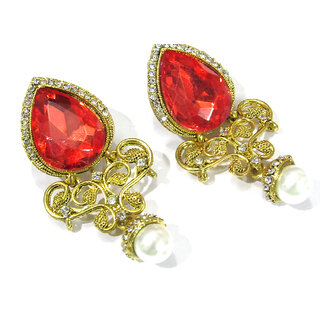                       Kashmiri Red Tilak Earring                                              
