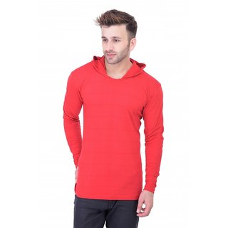Buy Bi Fashion Red Hooded Full Sleeve T Shirt for Men Online 379 from ShopClues